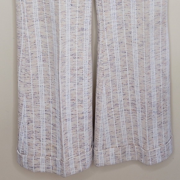 Vintage Douglas Marc | Tan Marled & White Striped Wide Leg Cuffed Pants Trousers - Picture 2 of 9